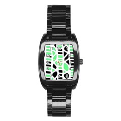 Light Green Decor Stainless Steel Barrel Watch by Valentinaart