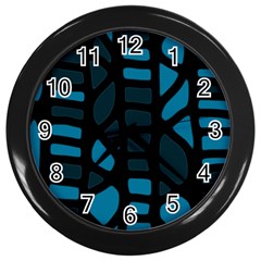 Deep Blue Decor Wall Clocks (black) by Valentinaart