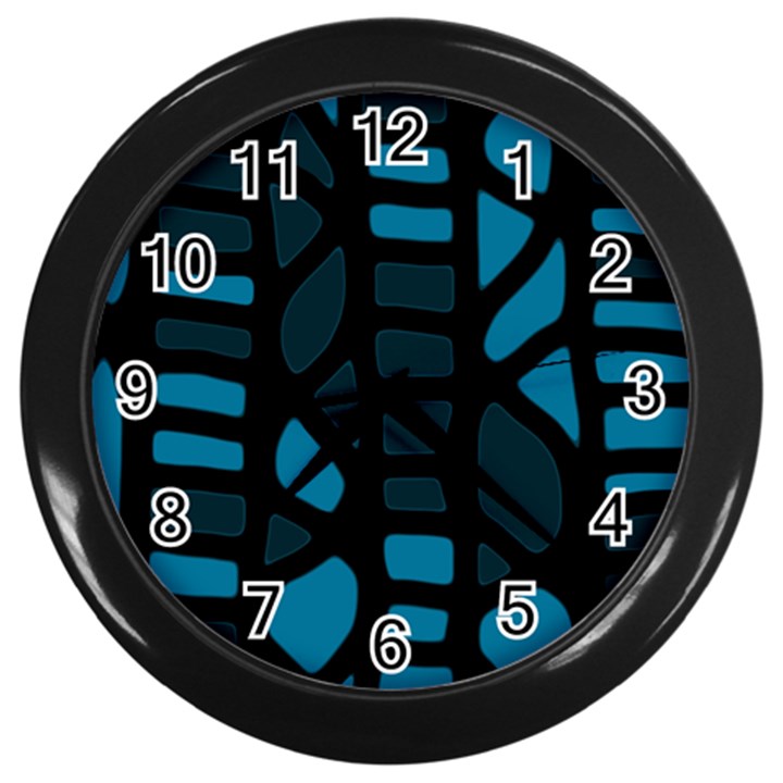 Deep blue decor Wall Clocks (Black)