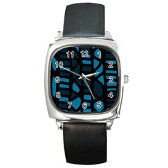 Deep Blue Decor Square Metal Watch by Valentinaart