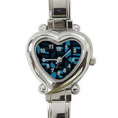 Deep Blue Decor Heart Italian Charm Watch by Valentinaart