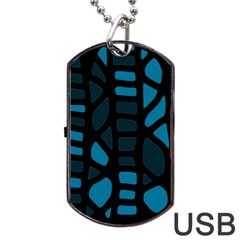 Deep Blue Decor Dog Tag Usb Flash (two Sides) 