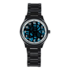 Deep Blue Decor Stainless Steel Round Watch by Valentinaart