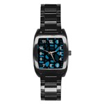 Deep blue decor Stainless Steel Barrel Watch Front