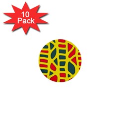 Yellow, green and red decor 1  Mini Buttons (10 pack) 