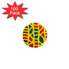 Yellow, green and red decor 1  Mini Magnets (100 pack) 