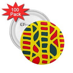 Yellow, green and red decor 2.25  Buttons (100 pack) 