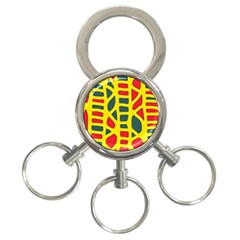 Yellow, green and red decor 3-Ring Key Chains