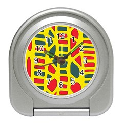 Yellow, green and red decor Travel Alarm Clocks