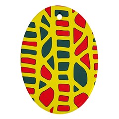 Yellow, green and red decor Oval Ornament (Two Sides)