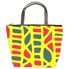 Yellow, green and red decor Bucket Bags