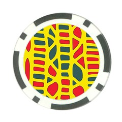 Yellow, green and red decor Poker Chip Card Guards (10 pack) 