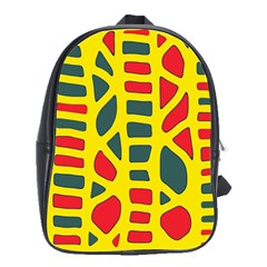 Yellow, green and red decor School Bags(Large) 