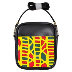 Yellow, green and red decor Girls Sling Bags