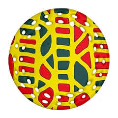 Yellow, green and red decor Round Filigree Ornament (2Side)