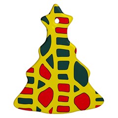 Yellow, green and red decor Christmas Tree Ornament (2 Sides)