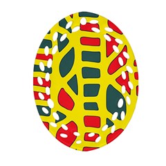 Yellow, green and red decor Oval Filigree Ornament (2-Side) 