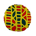 Yellow, green and red decor Standard 15  Premium Round Cushions Back