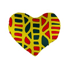 Yellow, green and red decor Standard 16  Premium Heart Shape Cushions