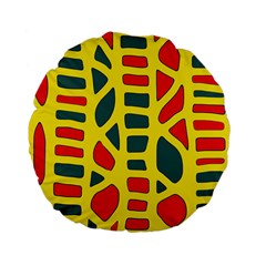 Yellow, green and red decor Standard 15  Premium Flano Round Cushions