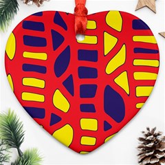 Red, Yellow And Blue Decor Ornament (heart)  by Valentinaart