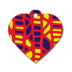 Red, Yellow And Blue Decor Dog Tag Heart (one Side) by Valentinaart