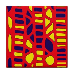 Red, Yellow And Blue Decor Face Towel by Valentinaart