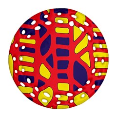 Red, Yellow And Blue Decor Ornament (round Filigree) 