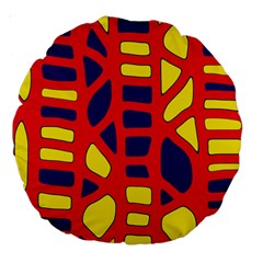 Red, Yellow And Blue Decor Large 18  Premium Round Cushions by Valentinaart