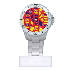 Red, Yellow And Blue Decor Plastic Nurses Watch by Valentinaart