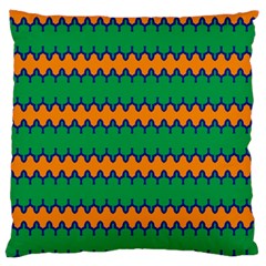 Orange Green Chains                                                                                            	large Flano Cushion Case (two Sides) by LalyLauraFLM