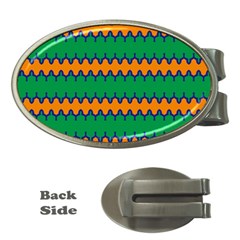 Orange Green Chains                                                                                            			money Clip (oval) by LalyLauraFLM