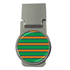 Orange Green Chains                                                                                            			money Clip (round) by LalyLauraFLM