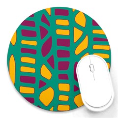 Green, Purple And Yellow Decor Round Mousepads by Valentinaart