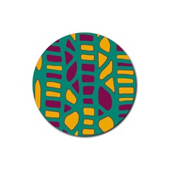 Green, Purple And Yellow Decor Rubber Coaster (round)  by Valentinaart