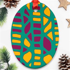 Green, Purple And Yellow Decor Oval Ornament (two Sides) by Valentinaart