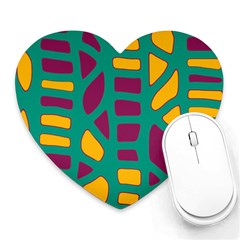 Green, Purple And Yellow Decor Heart Mousepads by Valentinaart