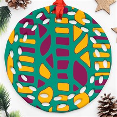 Green, Purple And Yellow Decor Ornament (round Filigree) 