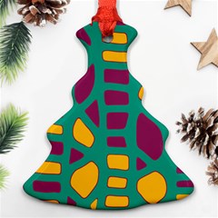 Green, Purple And Yellow Decor Christmas Tree Ornament (2 Sides) by Valentinaart