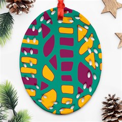 Green, Purple And Yellow Decor Ornament (oval Filigree) 