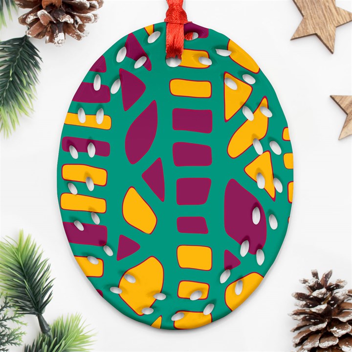 Green, purple and yellow decor Ornament (Oval Filigree) 