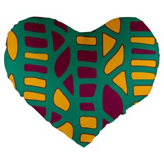 Green, Purple And Yellow Decor Large 19  Premium Heart Shape Cushions by Valentinaart