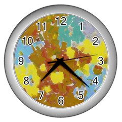 Paint Strokes                                                                                               			wall Clock (silver) by LalyLauraFLM