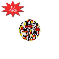 Red And Yellow Chaos 1  Mini Buttons (10 Pack)  by Valentinaart