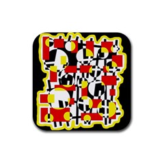 Red And Yellow Chaos Rubber Square Coaster (4 Pack)  by Valentinaart