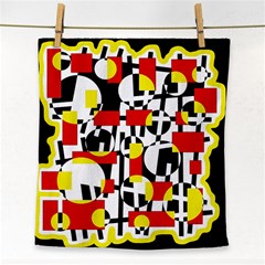 Red And Yellow Chaos Face Towel by Valentinaart