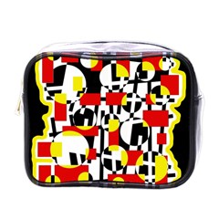 Red And Yellow Chaos Mini Toiletries Bags by Valentinaart