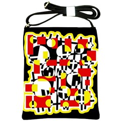 Red And Yellow Chaos Shoulder Sling Bags by Valentinaart