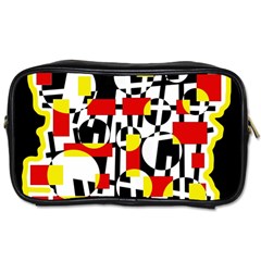 Red And Yellow Chaos Toiletries Bags by Valentinaart