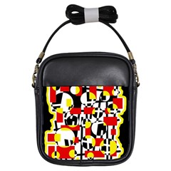 Red And Yellow Chaos Girls Sling Bags by Valentinaart